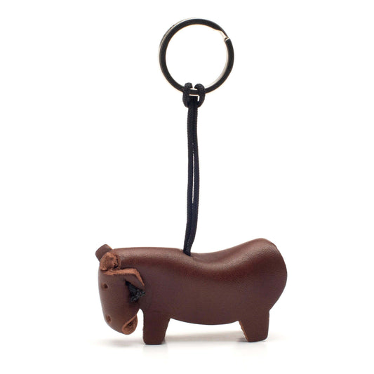 hippo key ring handmade cow leather - 0