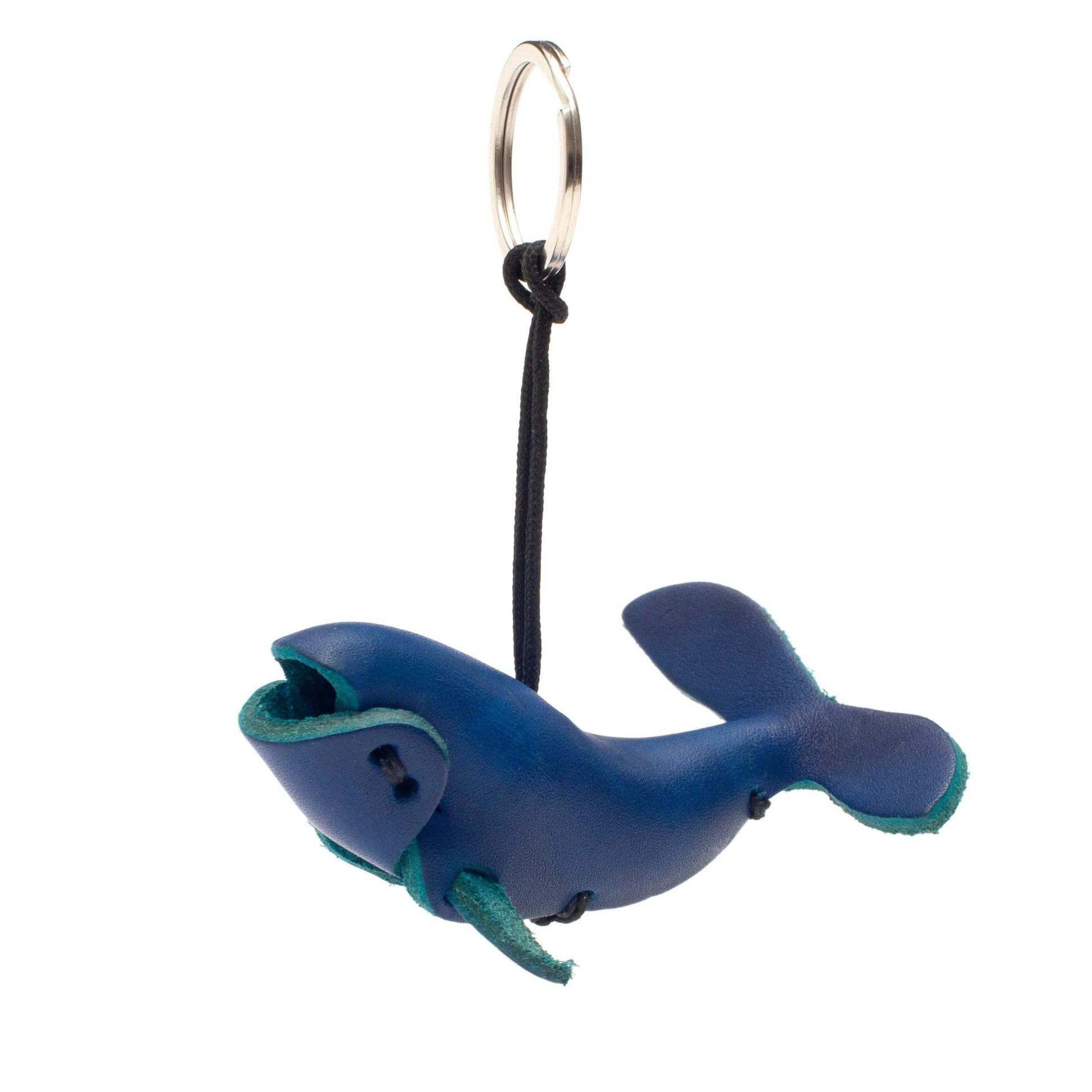 whale key ring handmade leather - 0