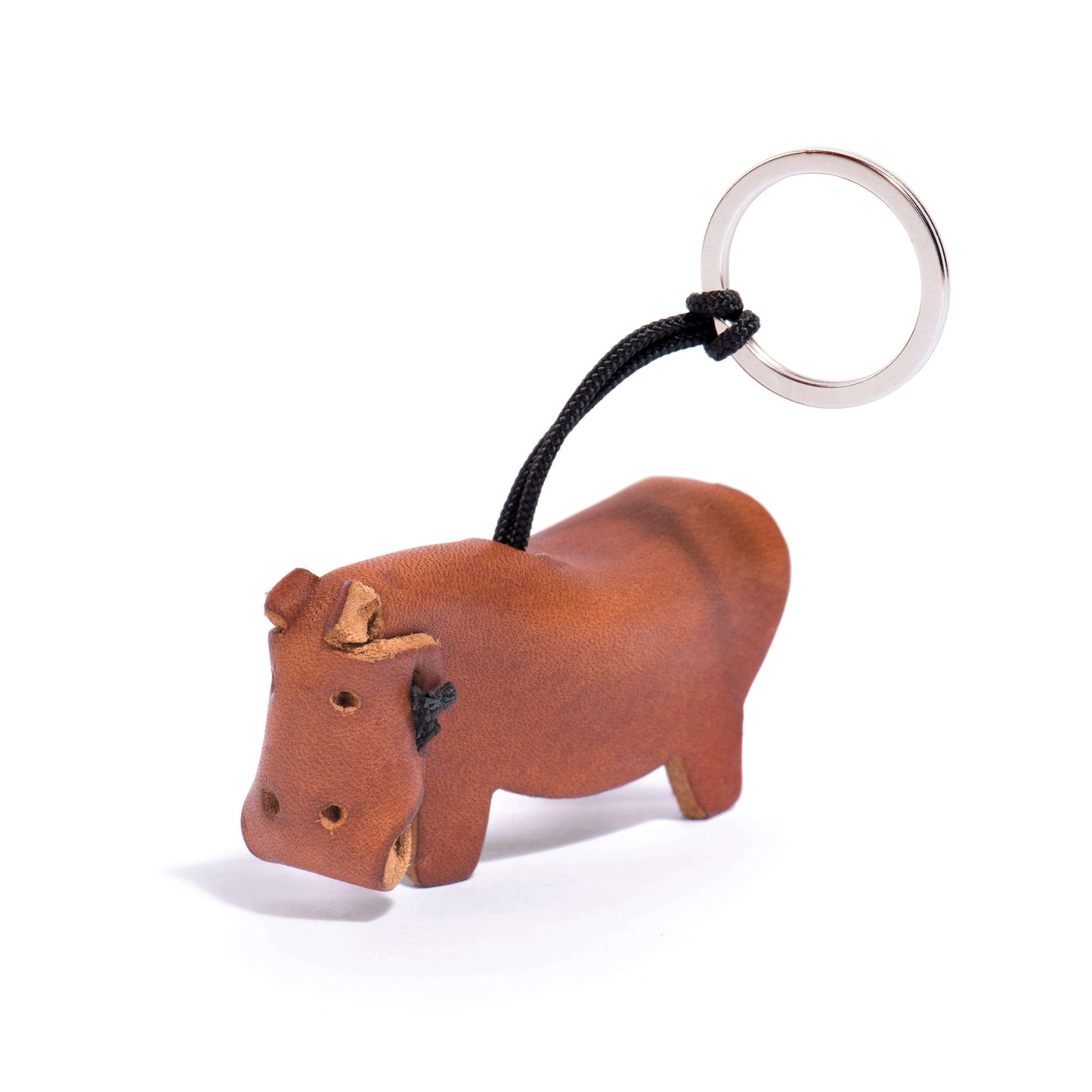 hippo key ring handmade cow leather - 3