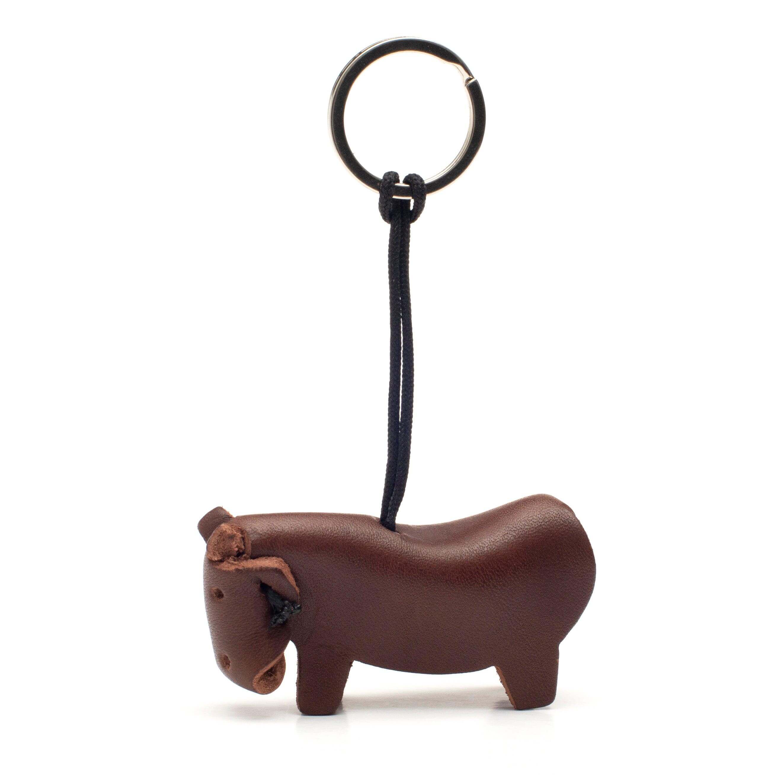 hippo key ring handmade cow leather - 0