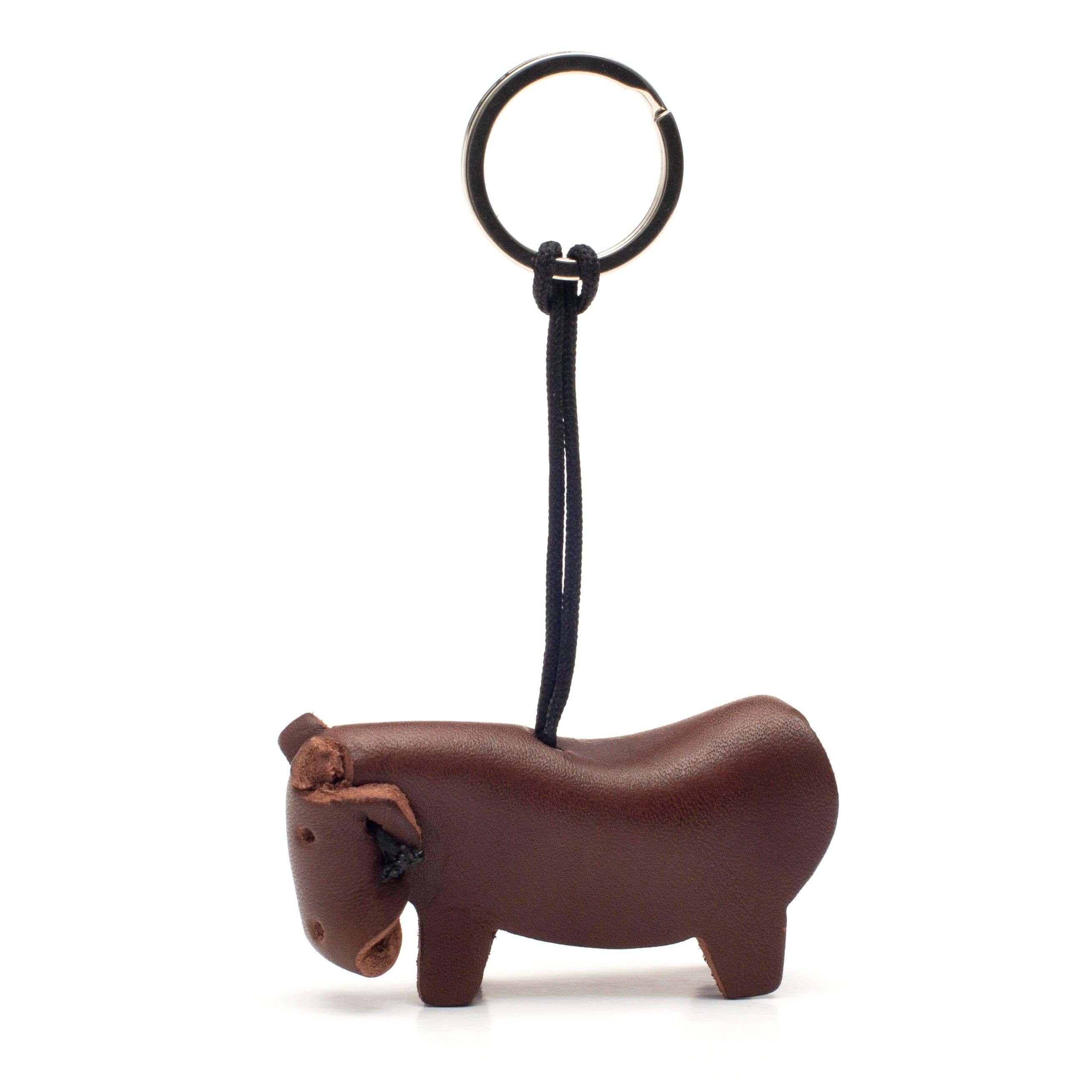 hippo key ring handmade cow leather - 0