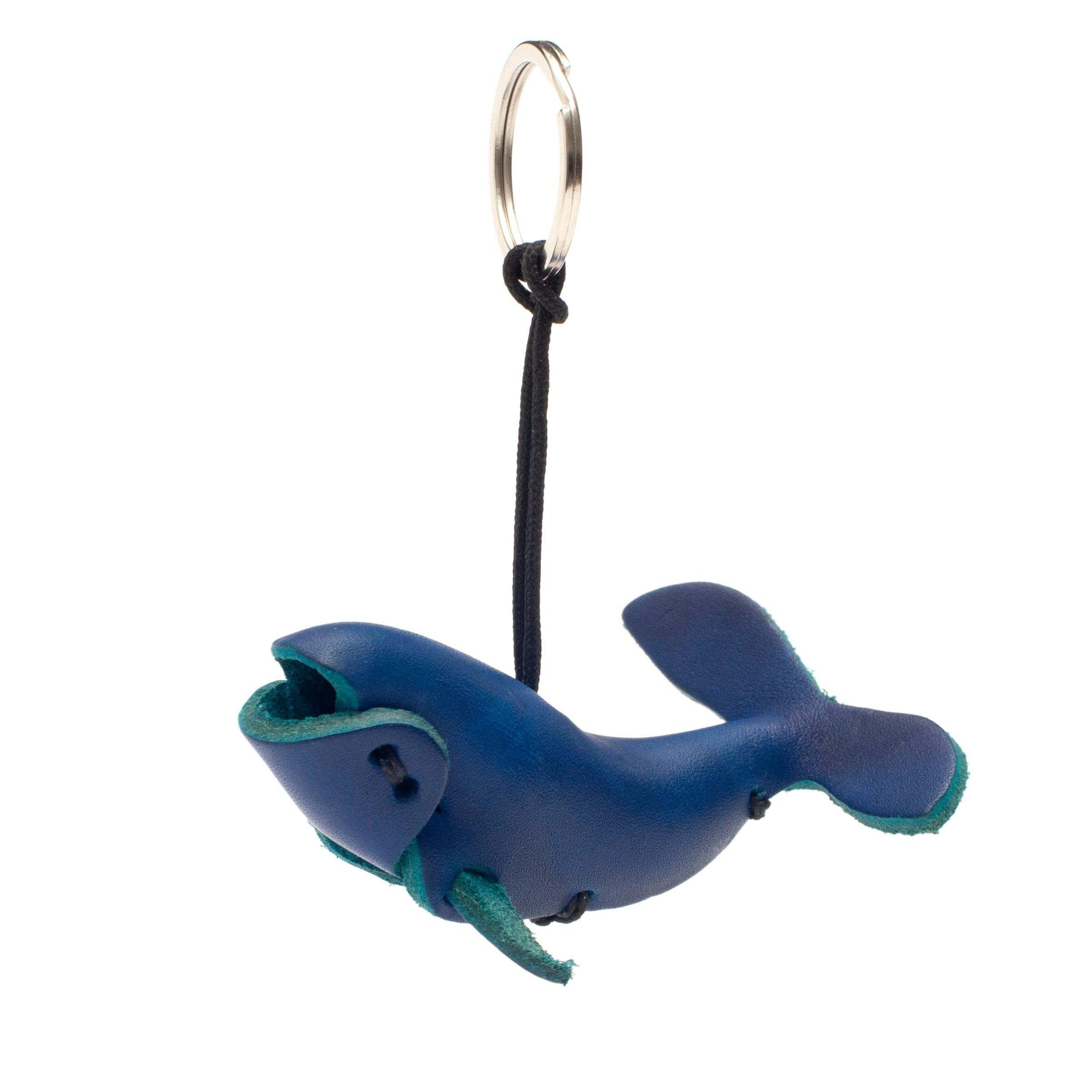 whale key ring handmade leather - 0